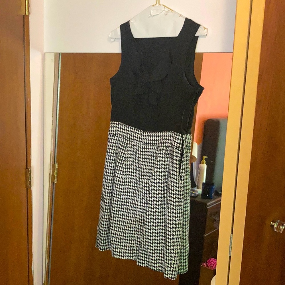 Black/white herringbone short dress